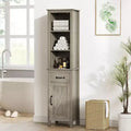Slim Bathroom Storage Cabinet with Adjustable Shelves, Farmhouse-Style Narrow Bookcase for Organizing Bathroom and Living Room Essentials, Grey