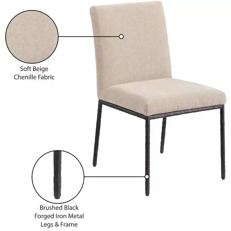 Meridian Furniture,Reeves Chenille Fabric Dining Chair, Set of 2