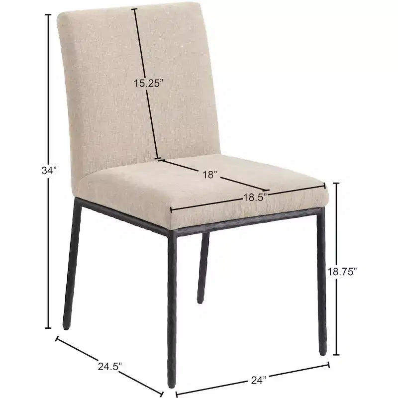 Meridian Furniture,Reeves Chenille Fabric Dining Chair, Set of 2