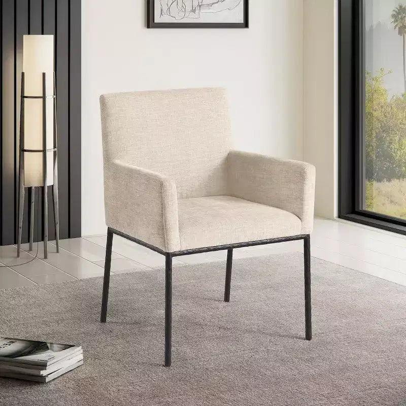 Meridian Furniture,Reeves Chenille Fabric Dining Chair, Set of 2