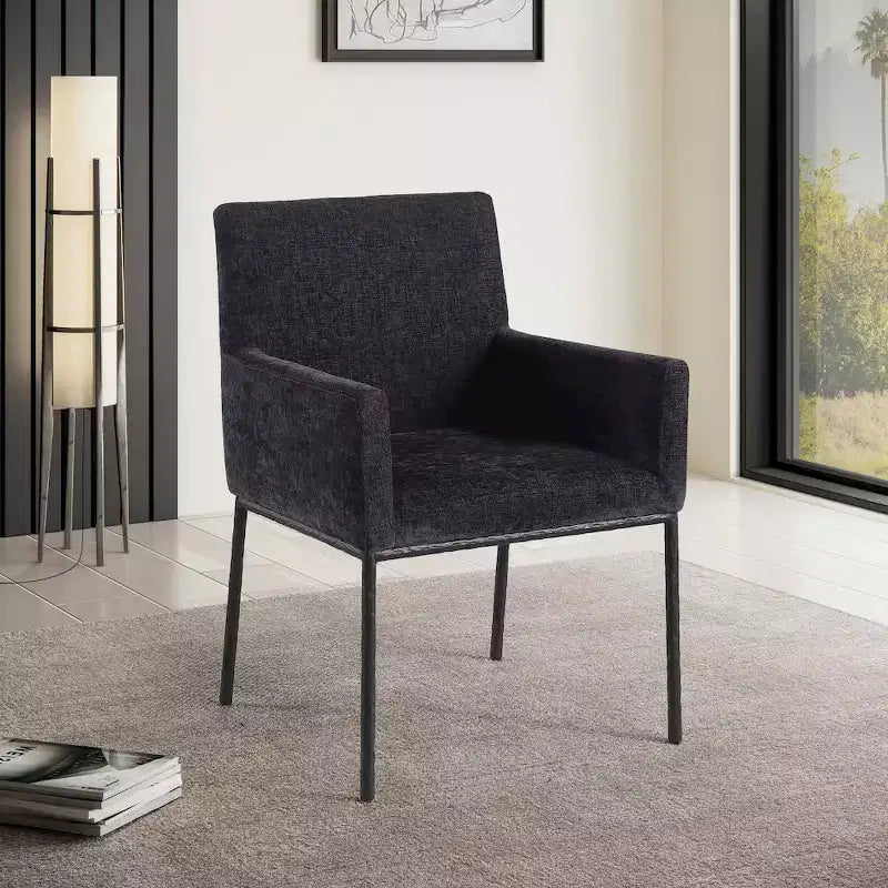 Meridian Furniture,Reeves Chenille Fabric Dining Chair, Set of 2