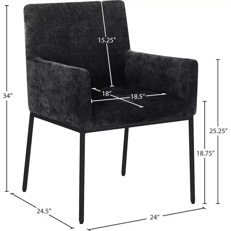 Meridian Furniture,Reeves Chenille Fabric Dining Chair, Set of 2