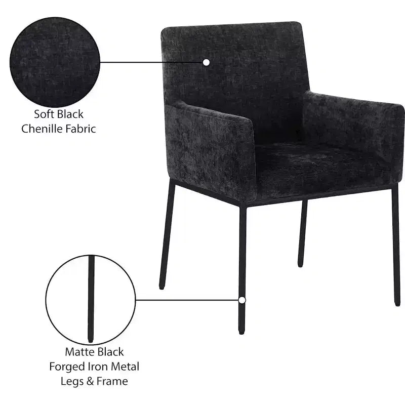 Meridian Furniture,Reeves Chenille Fabric Dining Chair, Set of 2