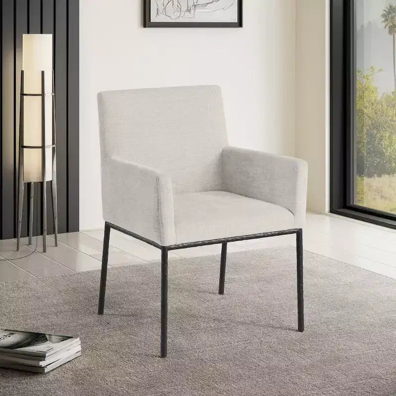 Meridian Furniture,Reeves Chenille Fabric Dining Chair, Set of 2