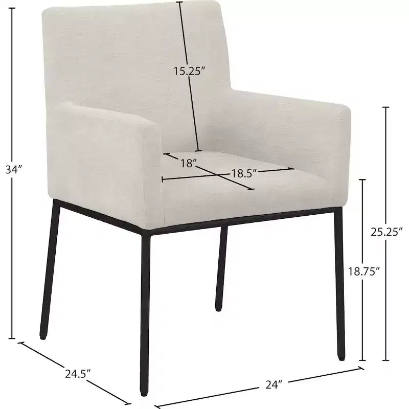 Meridian Furniture,Reeves Chenille Fabric Dining Chair, Set of 2