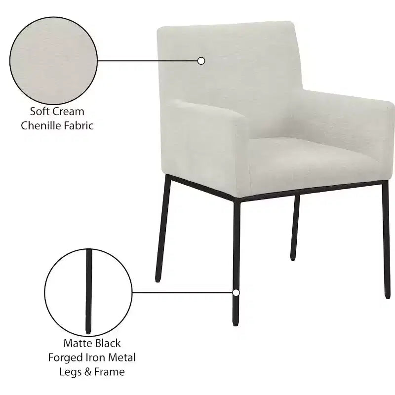 Meridian Furniture,Reeves Chenille Fabric Dining Chair, Set of 2
