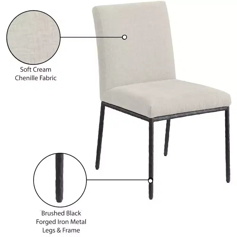 Meridian Furniture,Reeves Chenille Fabric Dining Chair, Set of 2