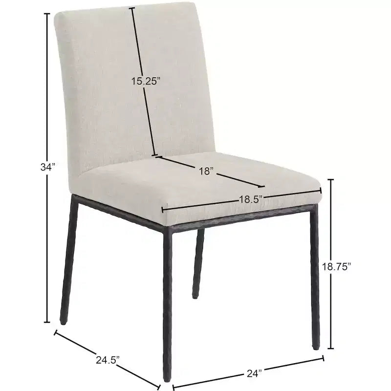 Meridian Furniture,Reeves Chenille Fabric Dining Chair, Set of 2