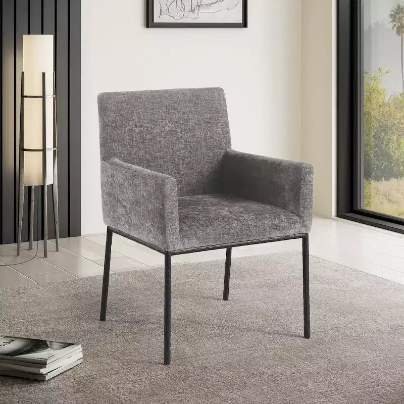 Meridian Furniture,Reeves Chenille Fabric Dining Chair, Set of 2