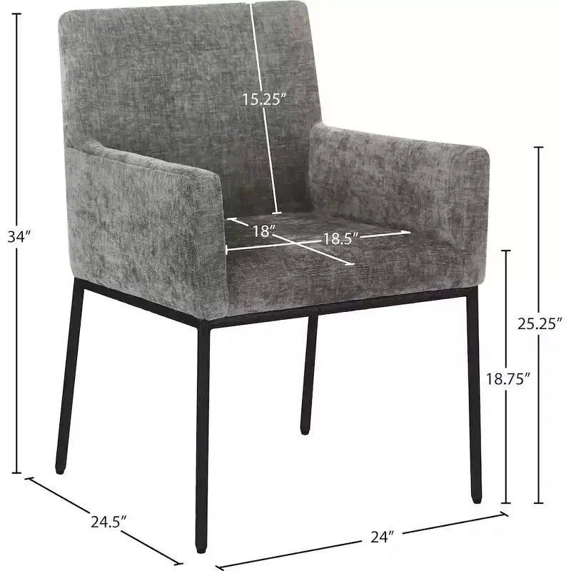 Meridian Furniture,Reeves Chenille Fabric Dining Chair, Set of 2