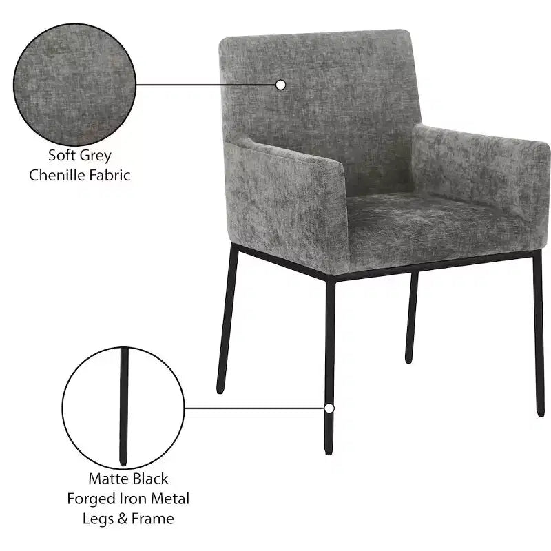 Meridian Furniture,Reeves Chenille Fabric Dining Chair, Set of 2