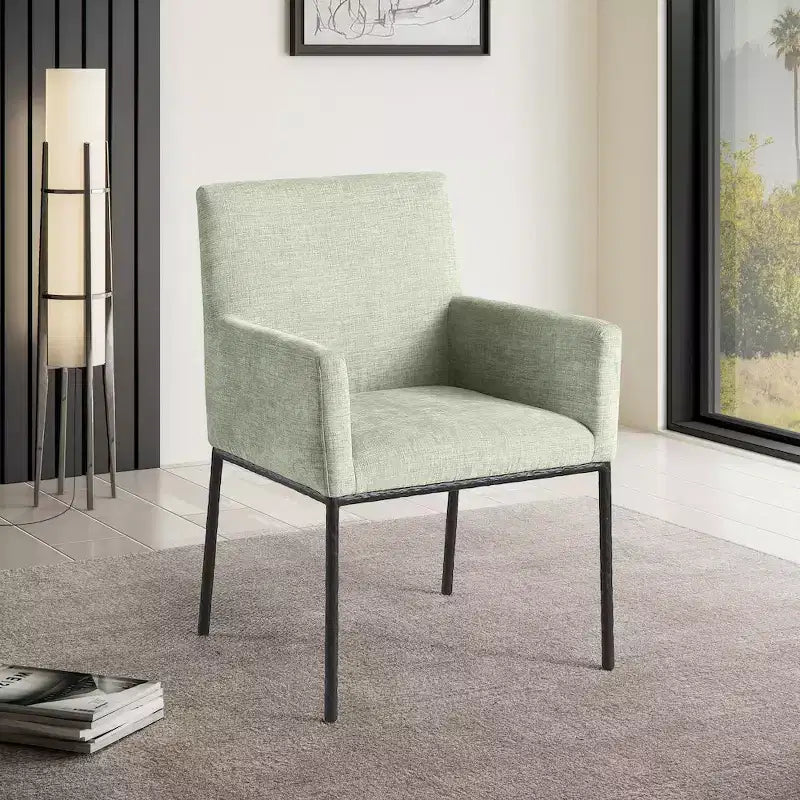 Meridian Furniture,Reeves Chenille Fabric Dining Chair, Set of 2