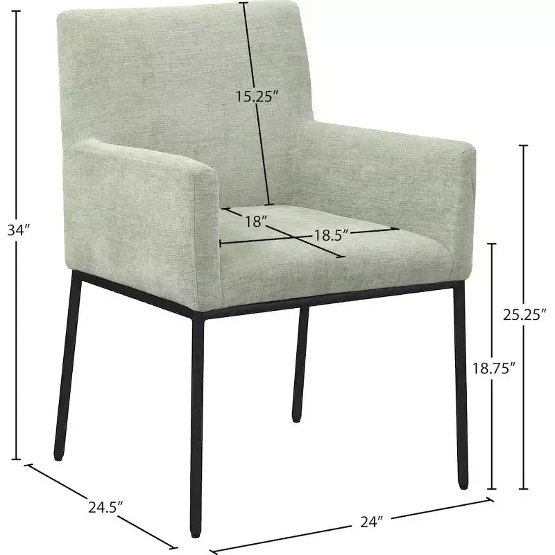 Meridian Furniture,Reeves Chenille Fabric Dining Chair, Set of 2