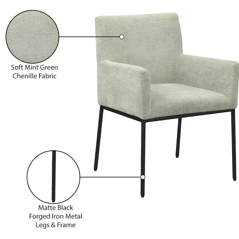 Meridian Furniture,Reeves Chenille Fabric Dining Chair, Set of 2