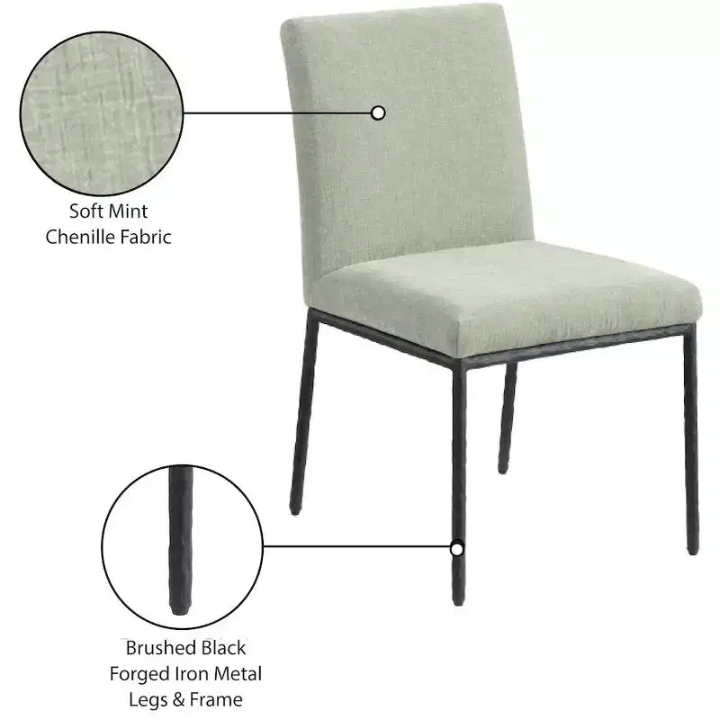 Meridian Furniture,Reeves Chenille Fabric Dining Chair, Set of 2