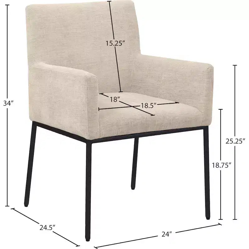 Meridian Furniture,Reeves Chenille Fabric Dining Chair, Set of 2