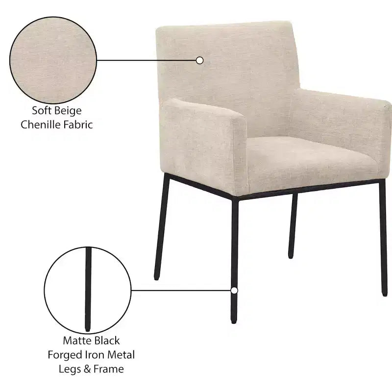 Meridian Furniture,Reeves Chenille Fabric Dining Chair, Set of 2
