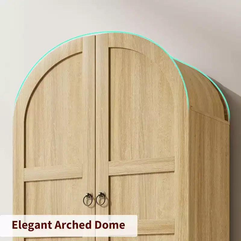 Grand garde-manger de ferme moderne de 183 cm de haut avec portes cintrées et tiroirs, grand meuble de rangement en bois avec étagères épaissies, idéal pour la cuisine