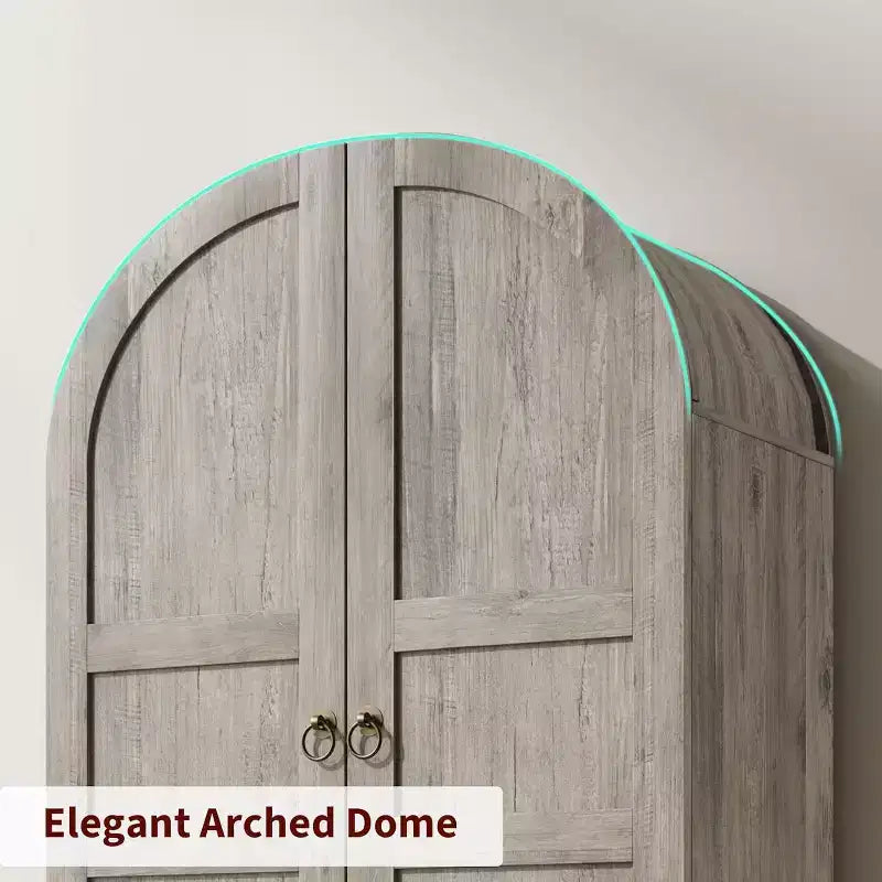 Grand garde-manger de ferme moderne de 183 cm de haut avec portes cintrées et tiroirs, grand meuble de rangement en bois avec étagères épaissies, idéal pour la cuisine