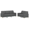 vidaXL Dark Gray Fabric Sofa Set - Modern 2-Piece Living Room Furniture - Includes 2-Seater, 3-Seater, Throw Pillows and Cushions