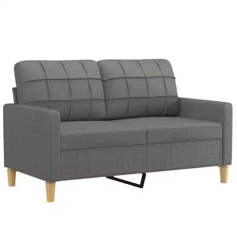 vidaXL Dark Gray Fabric Sofa Set - Modern 2-Piece Living Room Furniture - Includes 2-Seater, 3-Seater, Throw Pillows and Cushions