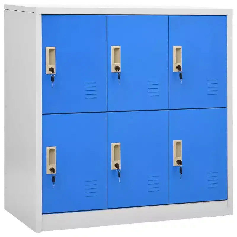 vidaXL Locker Cabinet Set, Secure Steel Organizer for Schools, Offices, Gray and Blue, Easy Assembly Required, 5pcs