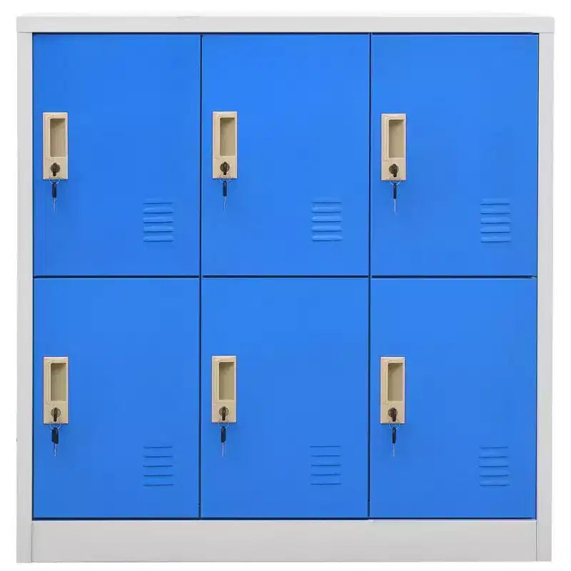 vidaXL Locker Cabinet Set, Secure Steel Organizer for Schools, Offices, Gray and Blue, Easy Assembly Required, 5pcs