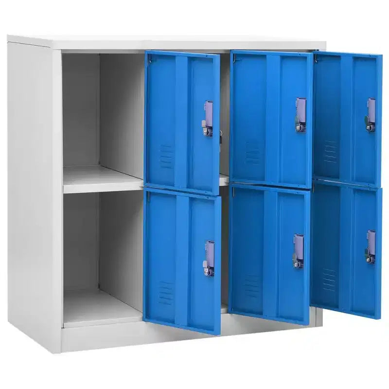 vidaXL Locker Cabinet Set, Secure Steel Organizer for Schools, Offices, Gray and Blue, Easy Assembly Required, 5pcs