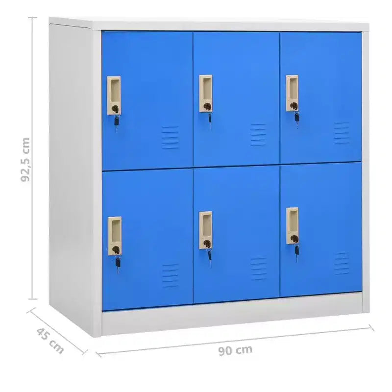 vidaXL Locker Cabinet Set, Secure Steel Organizer for Schools, Offices, Gray and Blue, Easy Assembly Required, 5pcs