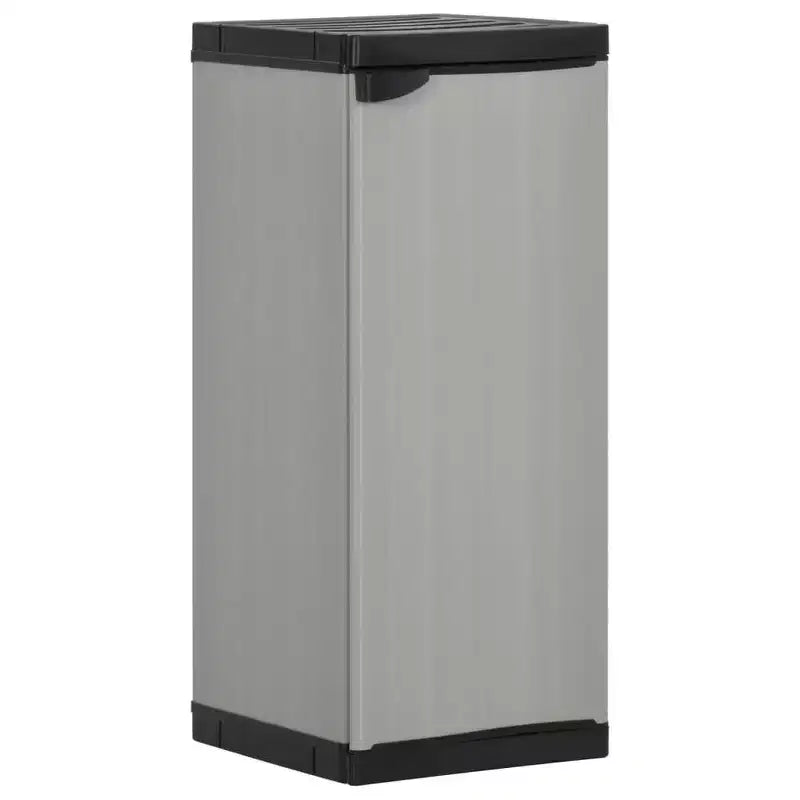 vidaXL Armoire de rangement de jardin – Organiseur de patio compact, en PVC et PP, avec 1 étagère et serrure de sécurité, gris et noir, 35x40x85 cm