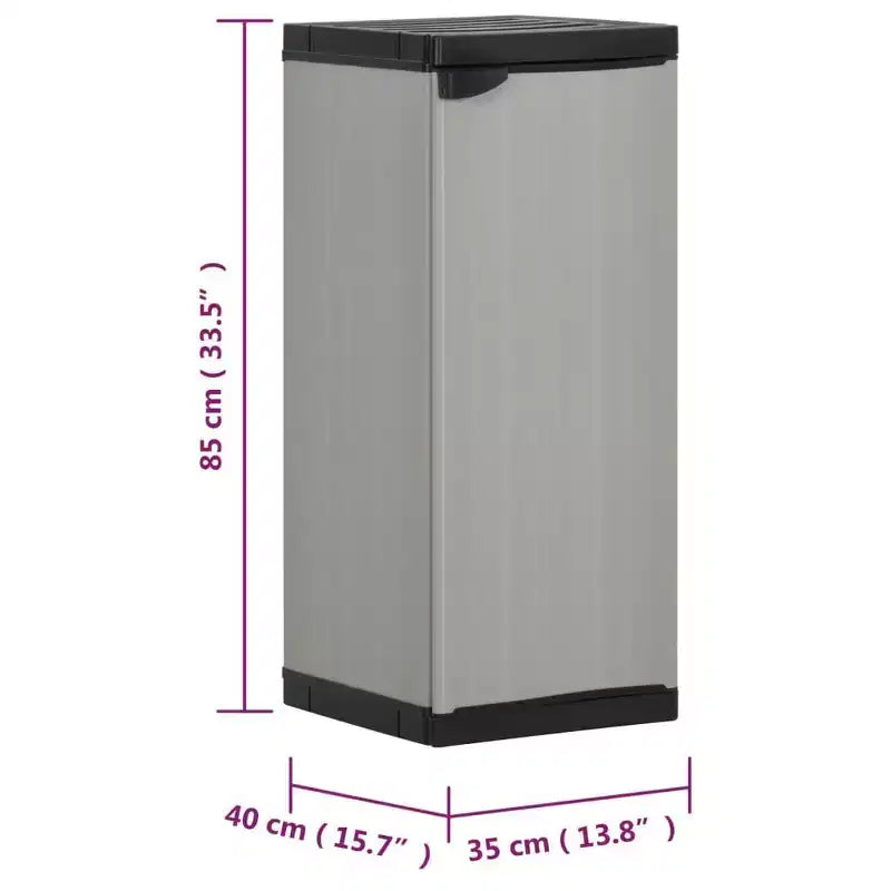 vidaXL Armoire de rangement de jardin – Organiseur de patio compact, en PVC et PP, avec 1 étagère et serrure de sécurité, gris et noir, 35x40x85 cm