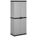vidaXL Garden Storage Cabinet with 3 Shelves - Sturdy PVC and PP Material - Lockable Design - Suitable for Outdoors - Gray&Black, 26.8x15.7x66.1