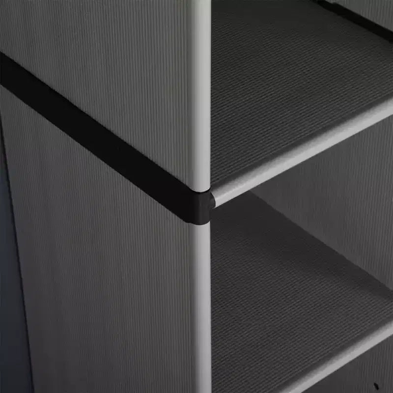 vidaXL Garden Storage Cabinet with 3 Shelves - Sturdy PVC and PP Material - Lockable Design - Suitable for Outdoors - Gray&Black, 26.8x15.7x66.1