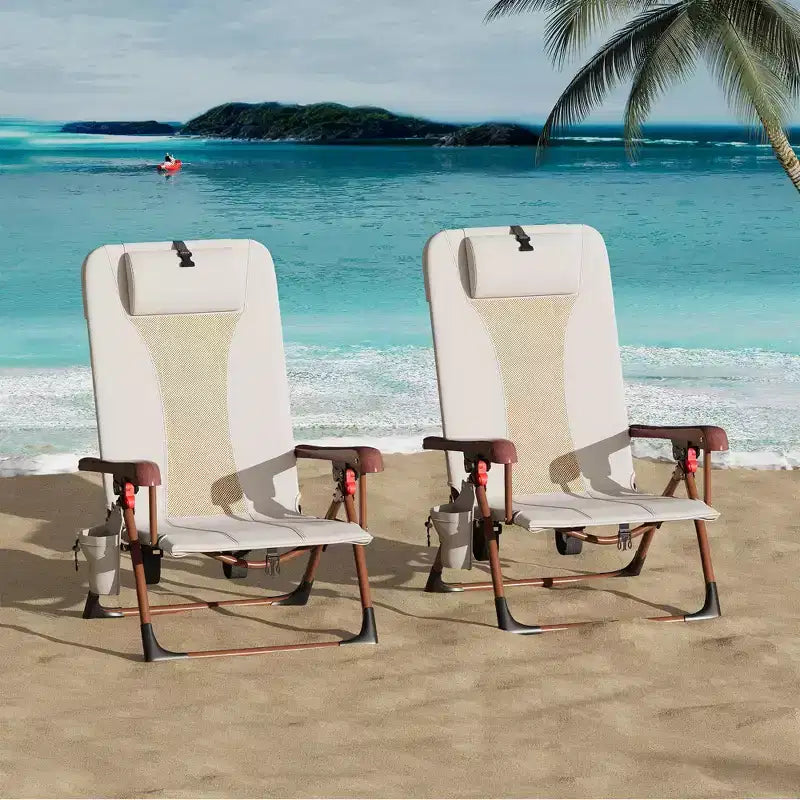 Portable Backpack Beach Chair for Adults-Folding Camping Chair with Storage Pouch & Cup Holder,Adjustable Lounge Chairs for Outdoor,Travel,Picnic
