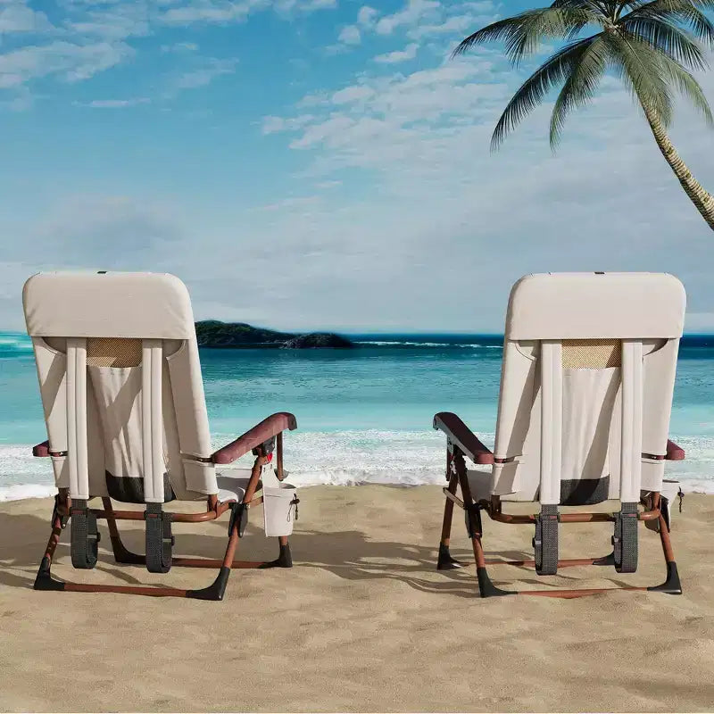 Chaise de plage sac à dos portable pour adultes - Chaise de camping pliante avec pochette de rangement et porte-gobelet, chaises longues réglables pour l'extérieur, les voyages, les pique-niques