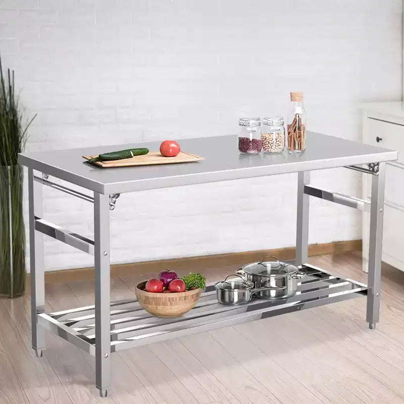 Stainless Steel Table, 30 x 48 Inches Folding Heavy Duty Table for Kitchen, Commercial Stainless Steel Prep Table with Adjustable Undershelf