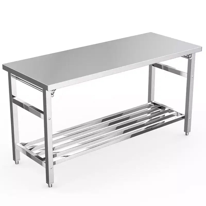 Stainless Steel Table, 30 x 48 Inches Folding Heavy Duty Table for Kitchen, Commercial Stainless Steel Prep Table with Adjustable Undershelf