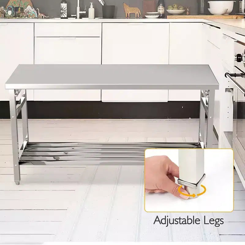 Stainless Steel Table, 30 x 48 Inches Folding Heavy Duty Table for Kitchen, Commercial Stainless Steel Prep Table with Adjustable Undershelf