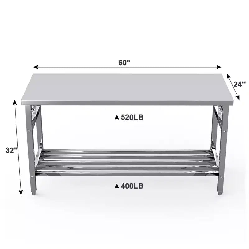 Stainless Steel Table, 30 x 48 Inches Folding Heavy Duty Table for Kitchen, Commercial Stainless Steel Prep Table with Adjustable Undershelf