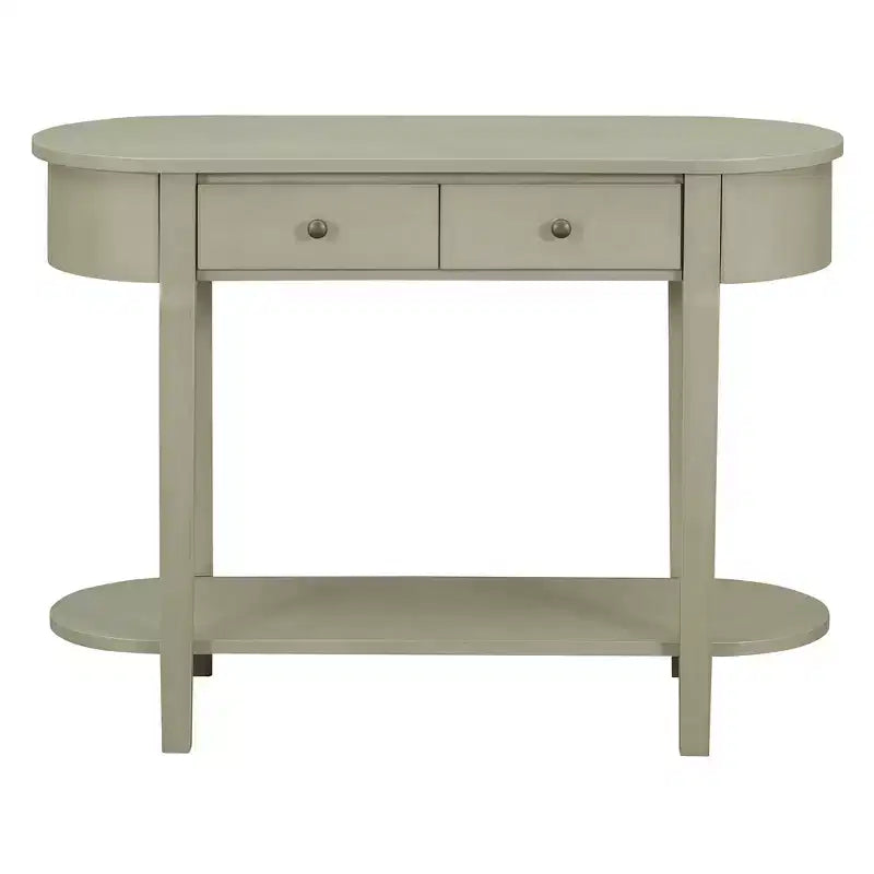 MAYEERTY Retro Console Table with Curved Design and Smooth Glaze for Entryways Living Room Hallways Turquoise Gray