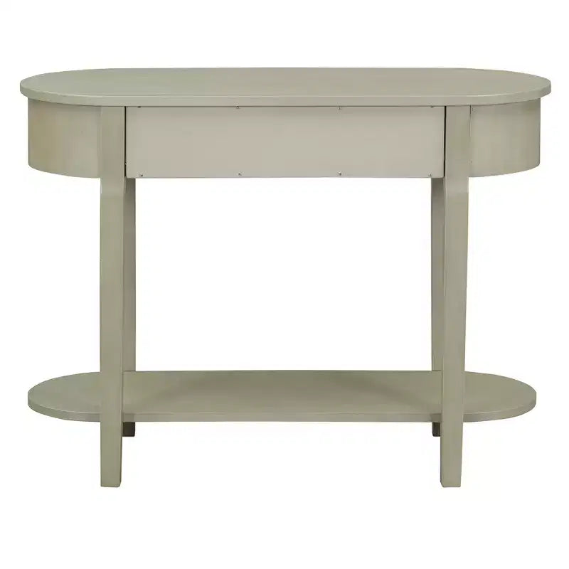 MAYEERTY Retro Console Table with Curved Design and Smooth Glaze for Entryways Living Room Hallways Turquoise Gray