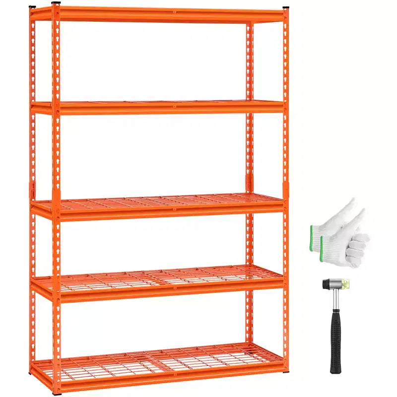 VEVOR Storage Shelves, 2500 lbs, 5 Tier Heavy Duty Garage Shelving, 18 D x 48 W x 72 H Adjustable Metal Shelves, Orange