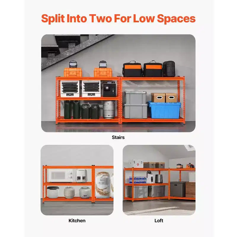 Étagères de rangement VEVOR, 1134 kg, étagères de garage robustes à 5 niveaux, étagères métalliques réglables 45,7 P x 121,9 L x 182,9 H, Orange