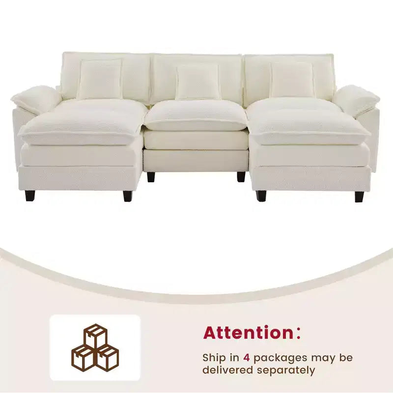 Likepay 105.9 in. Chenille Fabric 5 seat Sectional Sofa with 2 Ottomans
