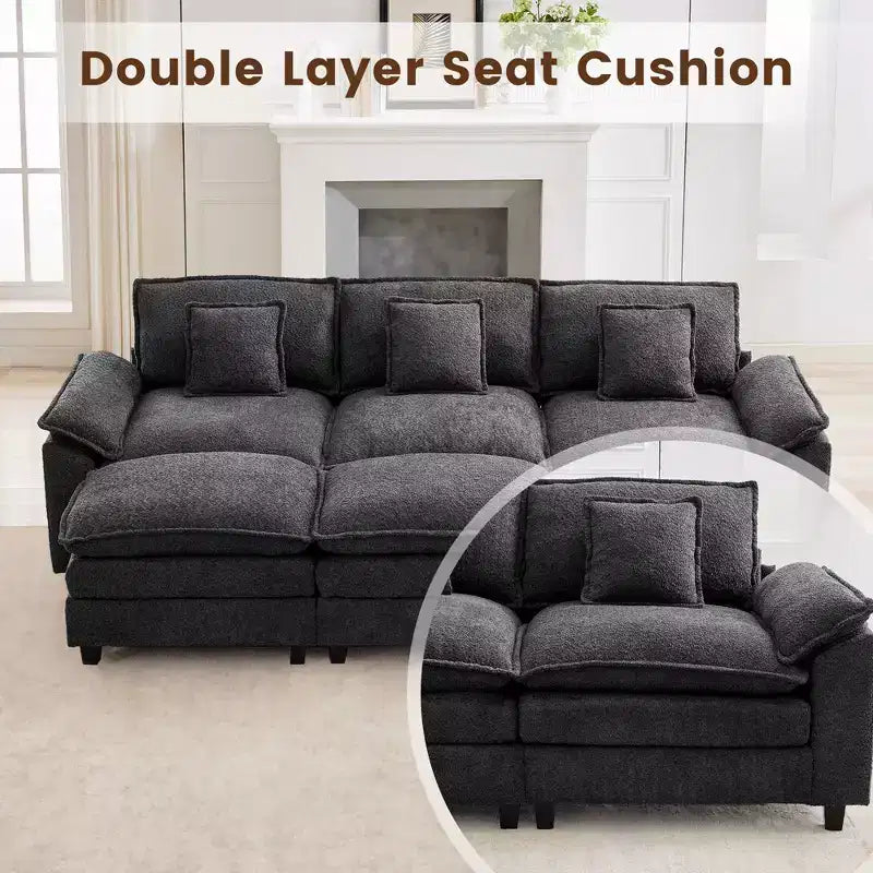 Likepay 105.9 in. Chenille Fabric 5 seat Sectional Sofa with 2 Ottomans