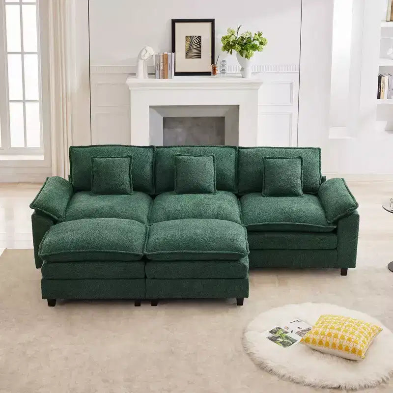 Likepay 105.9 in. Chenille Fabric 5 seat Sectional Sofa with 2 Ottomans