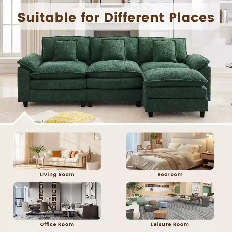 Likepay 105.9 in. Chenille Fabric 5 seat Sectional Sofa with 2 Ottomans