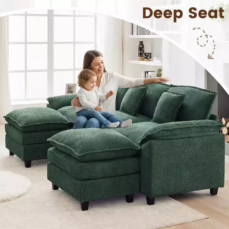 Likepay 105.9 in. Chenille Fabric 5 seat Sectional Sofa with 2 Ottomans