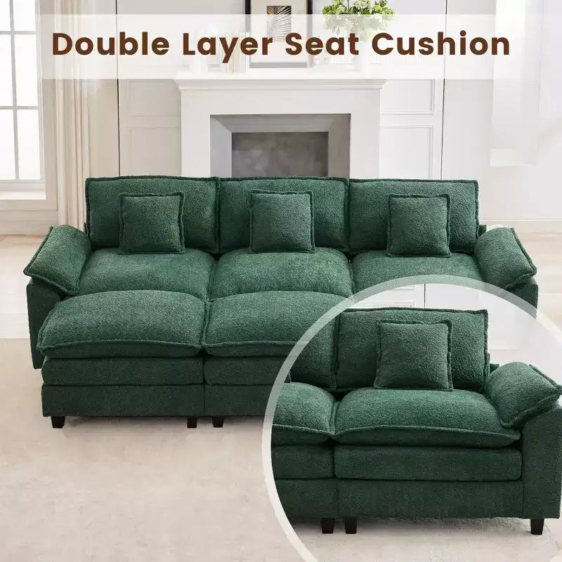 Likepay 105.9 in. Chenille Fabric 5 seat Sectional Sofa with 2 Ottomans