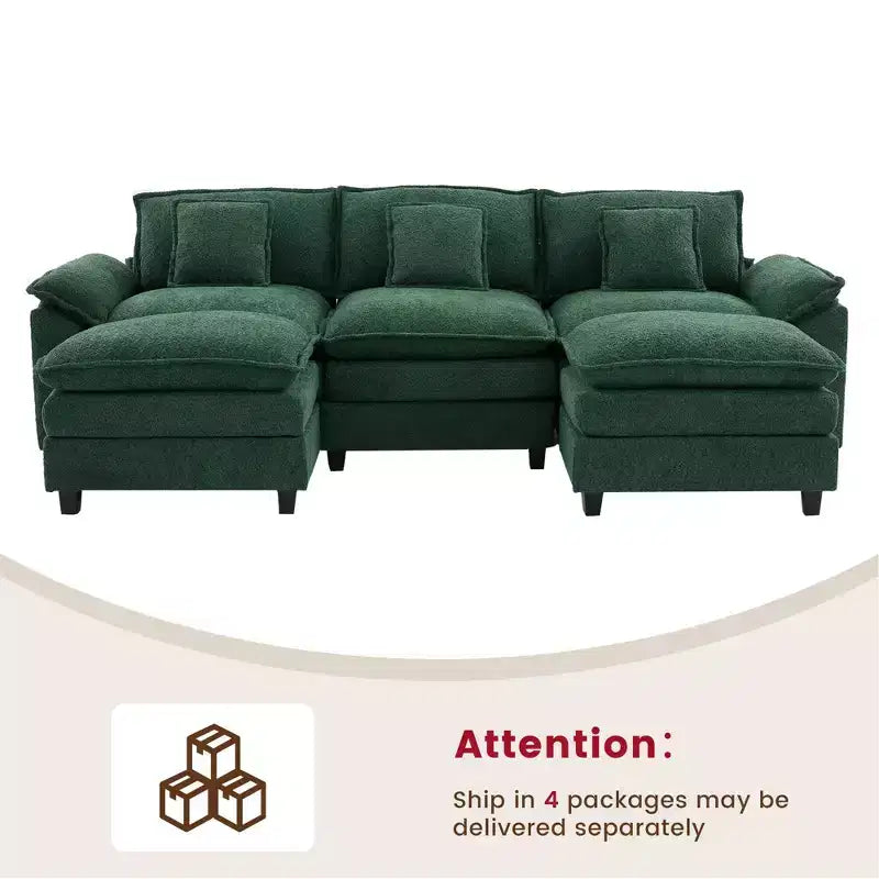 Likepay 105.9 in. Chenille Fabric 5 seat Sectional Sofa with 2 Ottomans